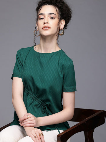 Women's Relaxed Fit Textured Ruched Top