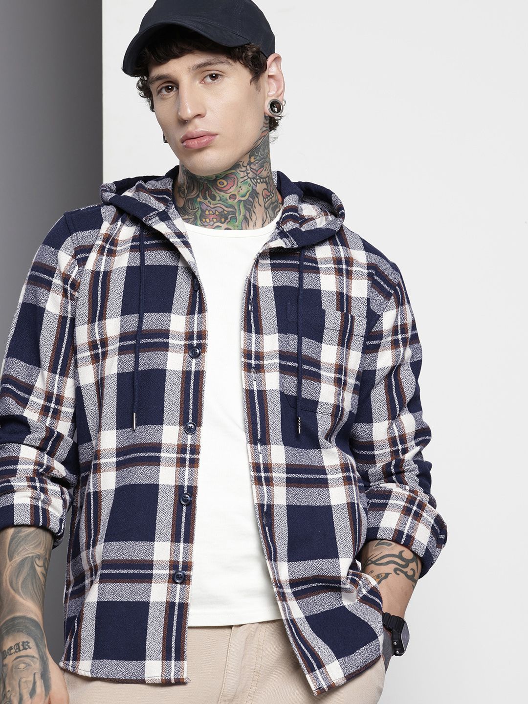 Men's Blue Regular Fit Checked Casual Shirt
