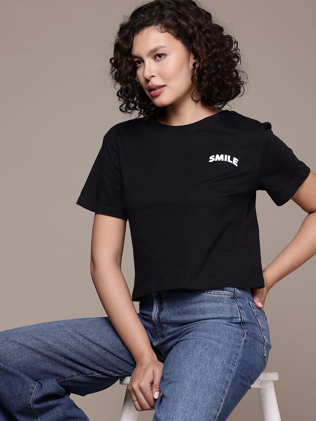 Freehand Women Relaxed Fit Solid T-Shirt