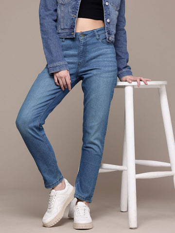 Women's Blue Slim Fit Casual Jeans