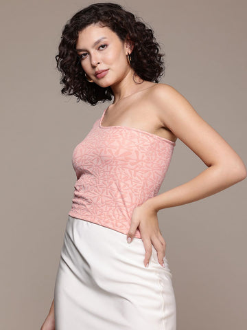 Women's Fitted Textured One Shoulder Top