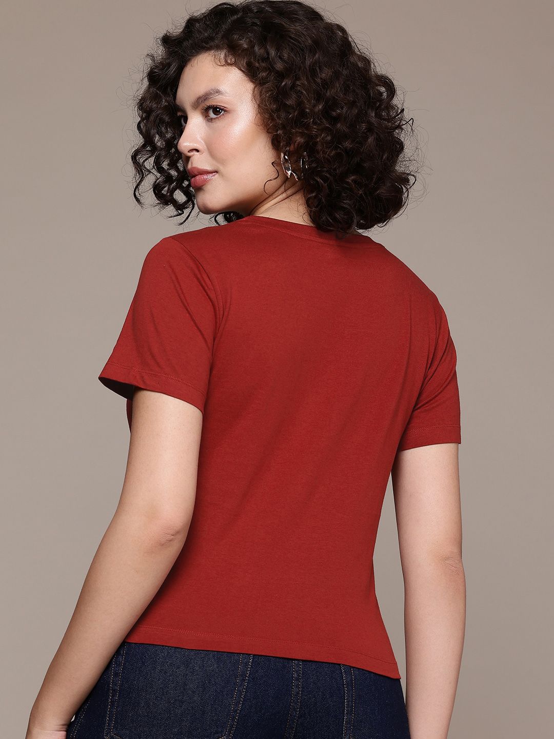 Freehand Women Regular Fit Solid T-Shirt