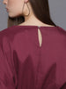 Freehand Maroon Women's Loose Fit Textured Crop Top