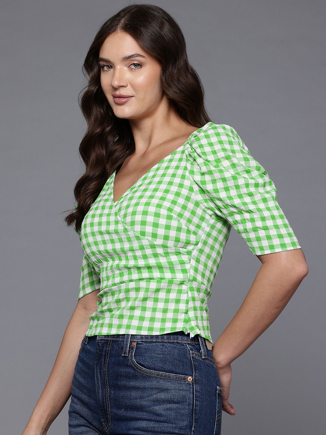 Women's Fitted Textured Wrap Top