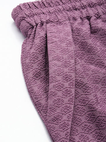 Women's Purple Regular Fit Casual Trousers