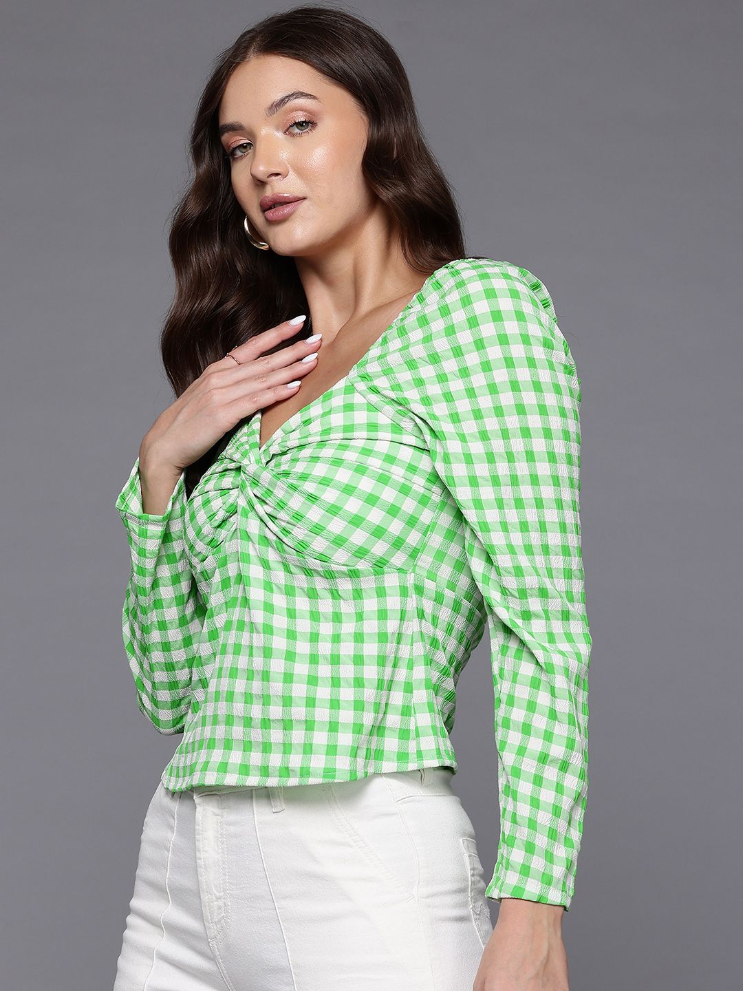 Women's Regular Fit Textured Twist Top