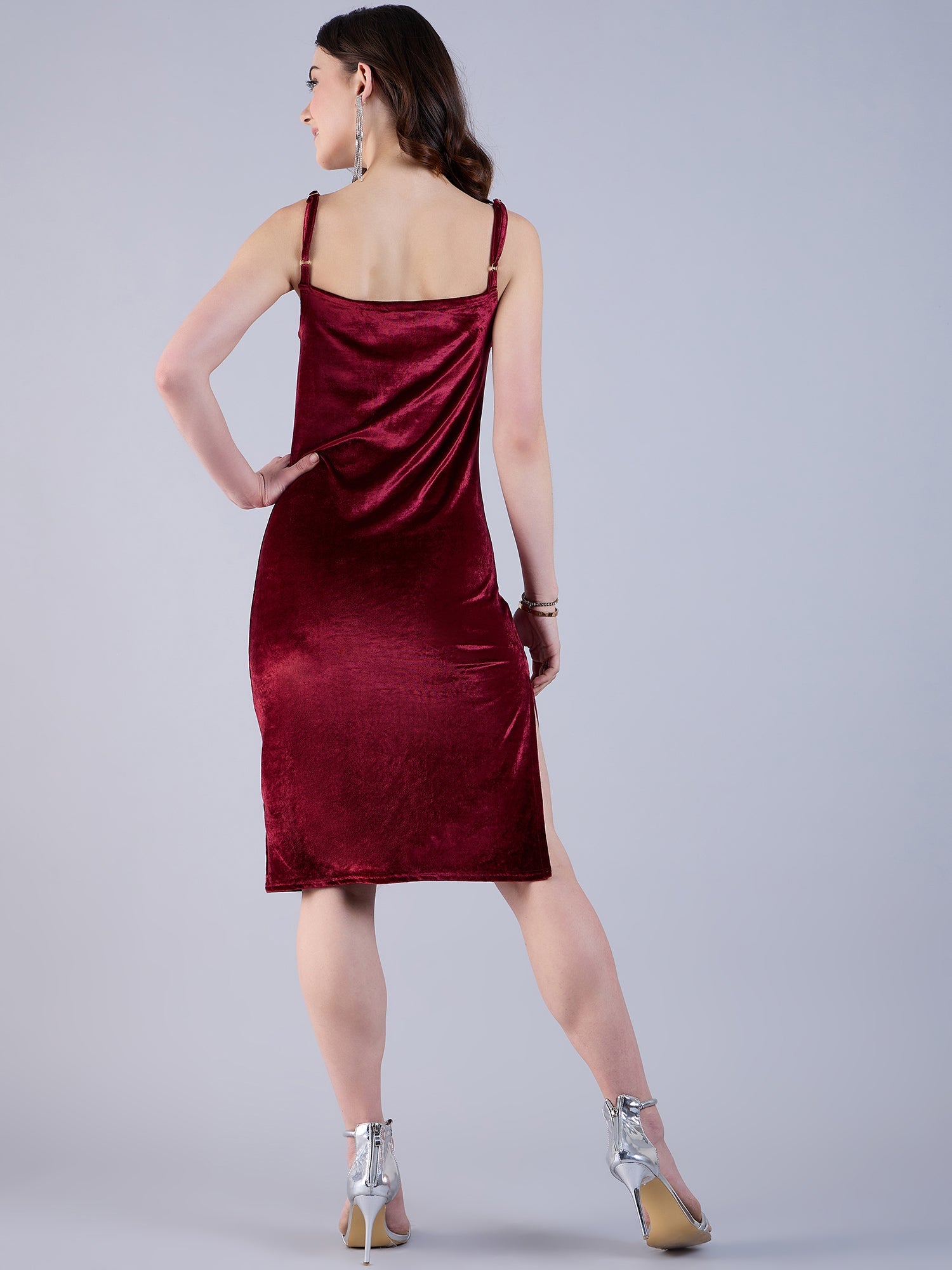 Women's Solid Velvet Dress