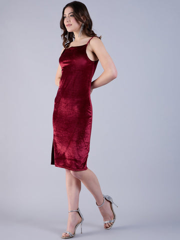 Women's Solid Velvet Dress