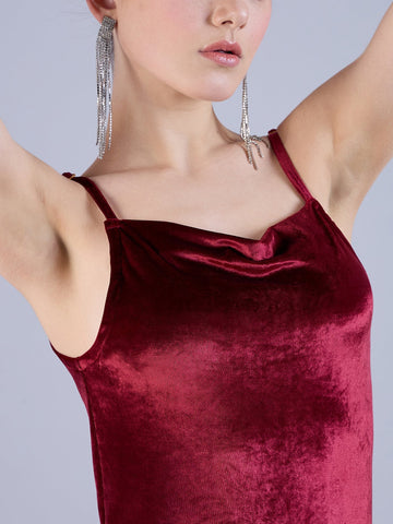 Women's Solid Velvet Dress