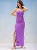 Women's Solid Fitted Maxi Slit Dress