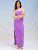 Women's Solid Fitted Maxi Slit Dress