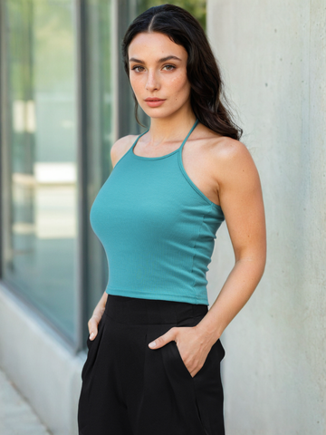 Women's Green Regular Fit Solid Casual Top