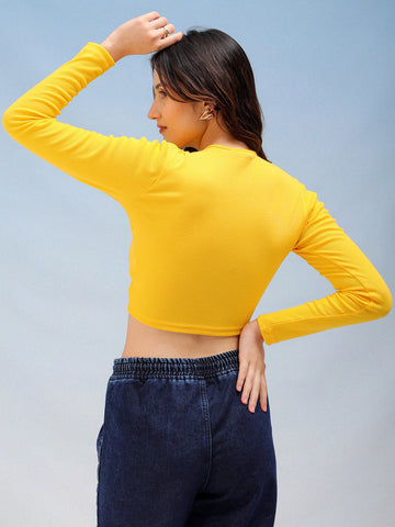 Women's Solid Fitted Ruched Top