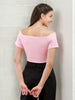 Women's Pink Fitted Solid Sweetheart Neck Off Shoulder Top