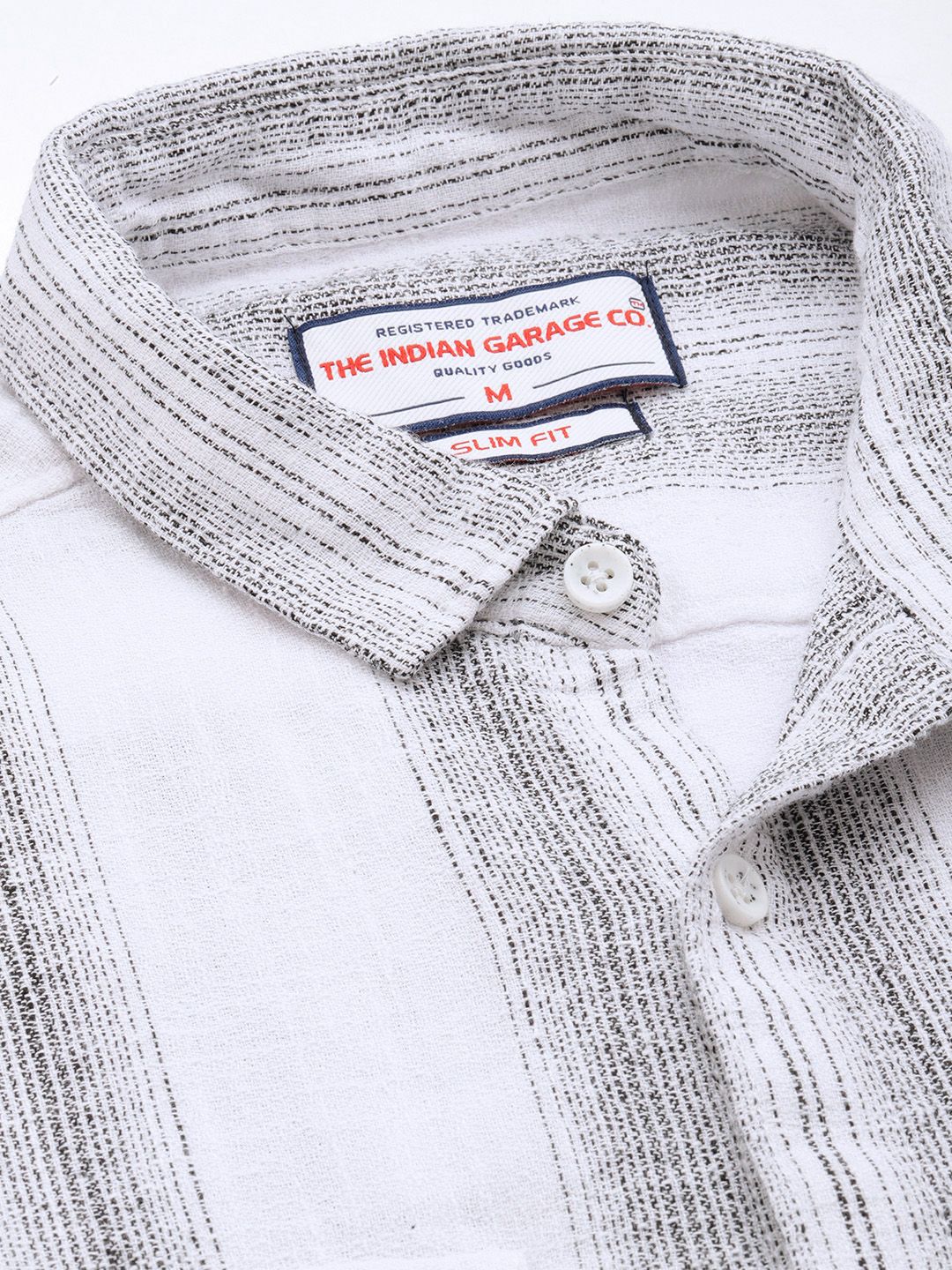 Men's White Slim Fit Striped Casual Shirt