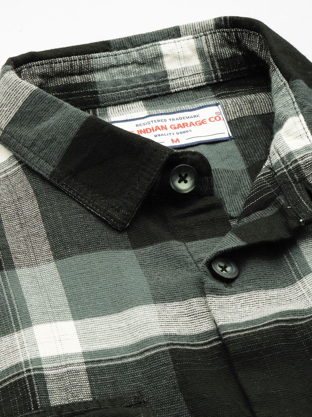 Men's Black Regular Fit Checked Casual Shirt