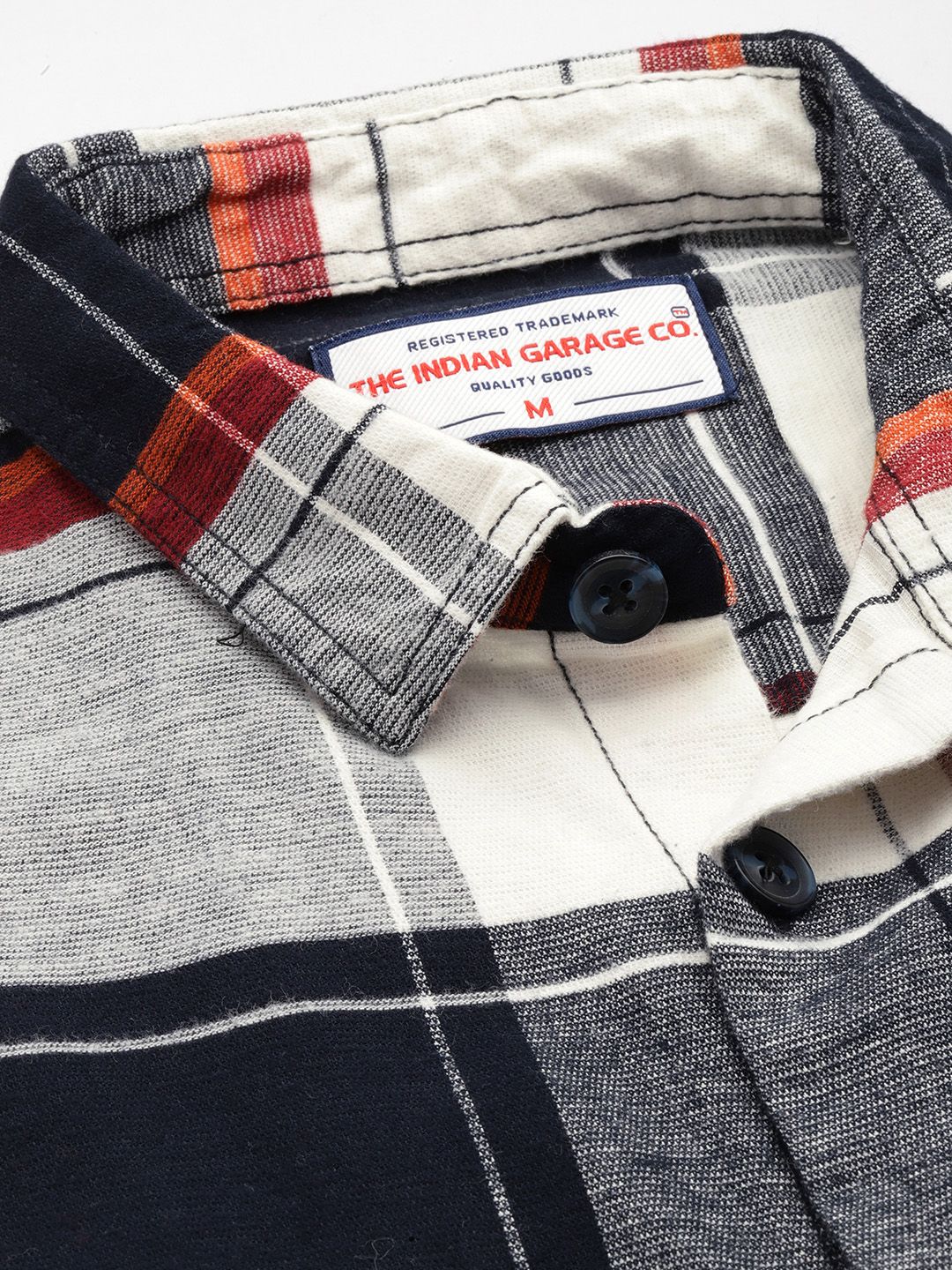 Men's Navy Blue Regular Fit Checked Casual Shirt