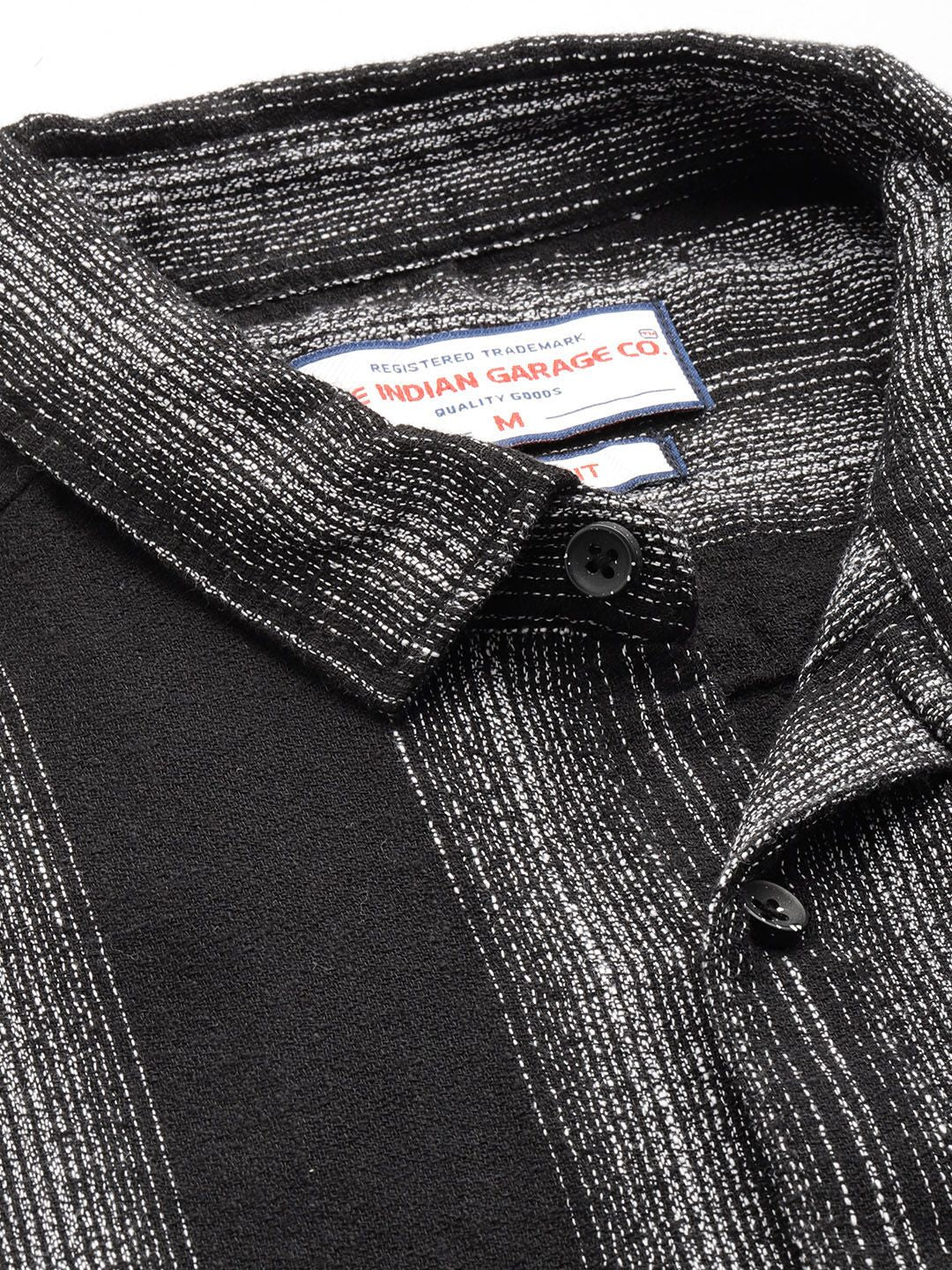 Men's Black Slim Fit Striped Casual Shirt