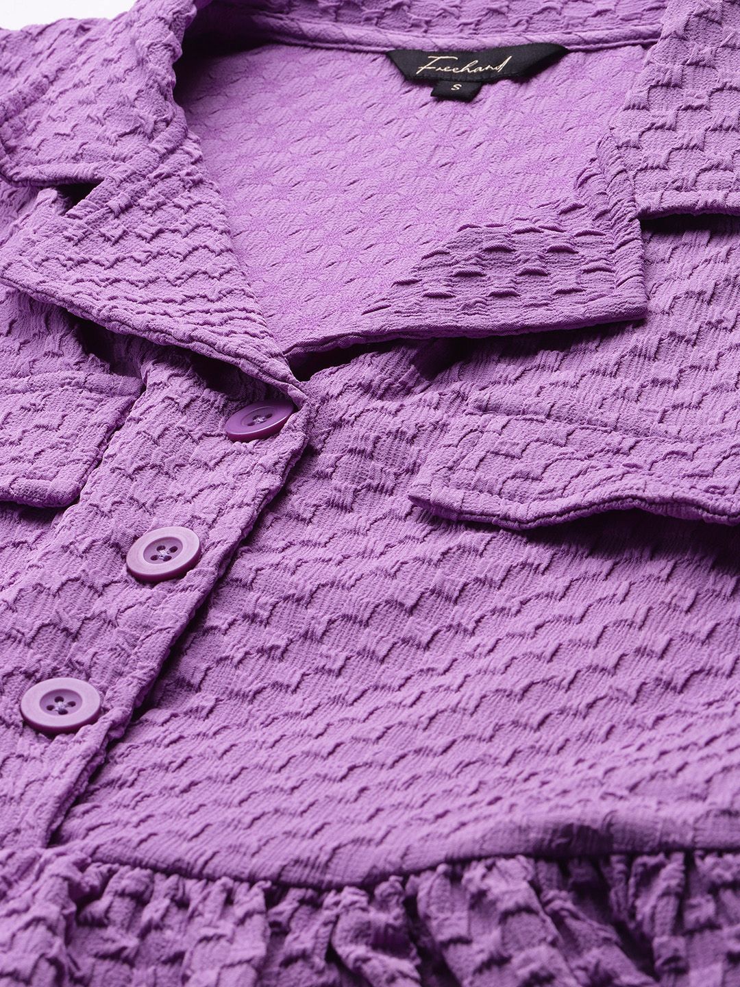 Freehand Women Relaxed Fit Textured Shirt Dress