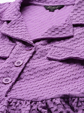 Freehand Women Relaxed Fit Textured Shirt Dress