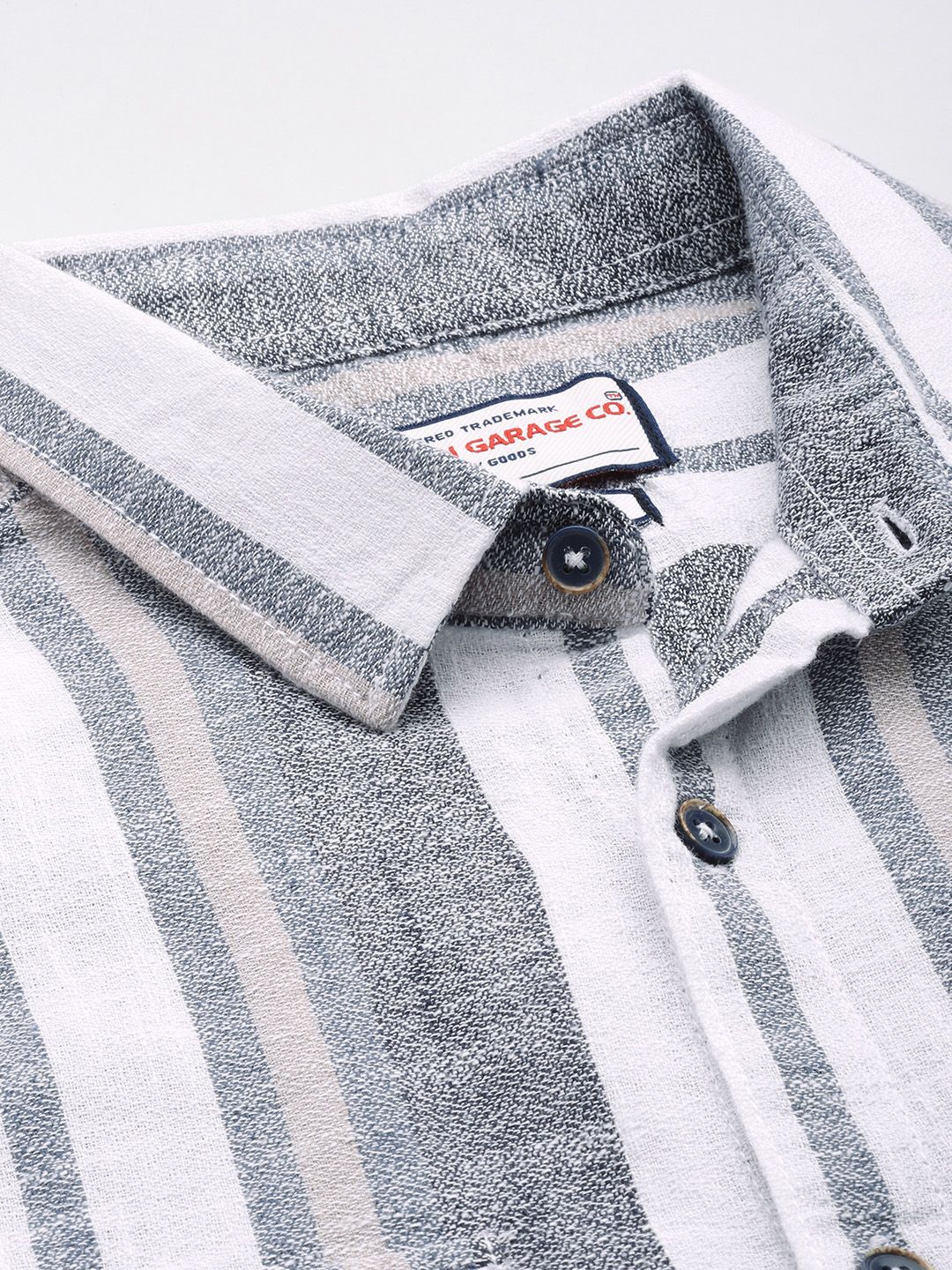 Men's Grey Slim Fit Striped Casual Shirt