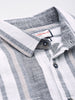 Men's Grey Slim Fit Striped Casual Shirt