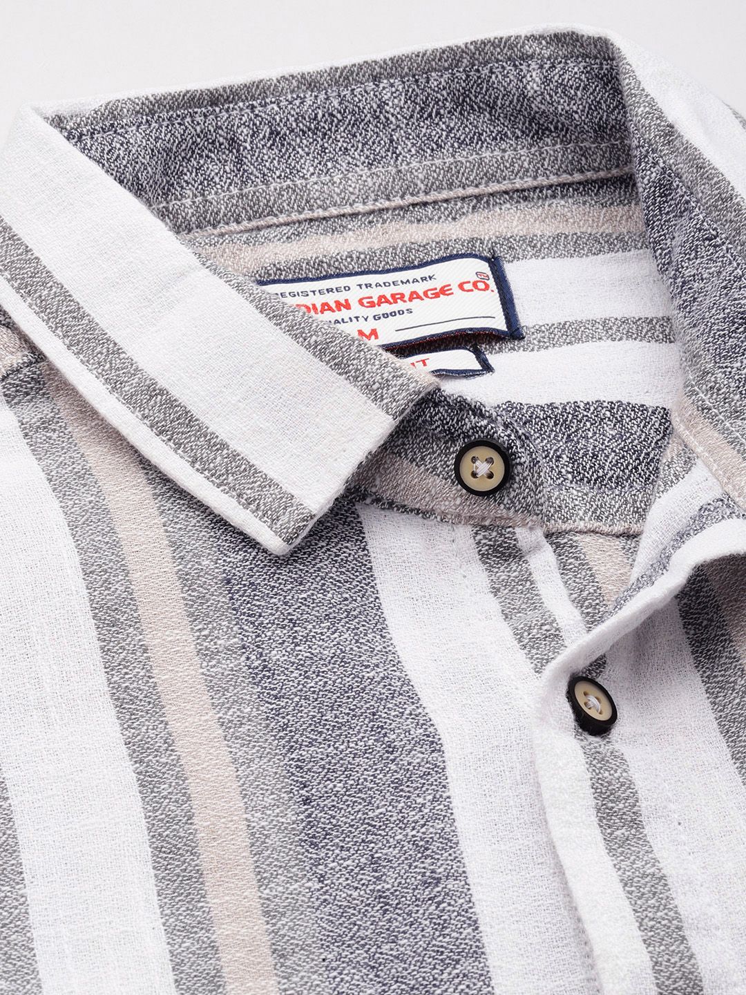 Men's Grey Slim Fit Striped Casual Shirt