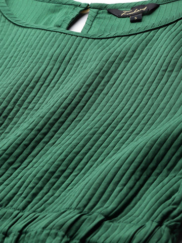 Women's Fit and Flare Textured Cinched Waist Top