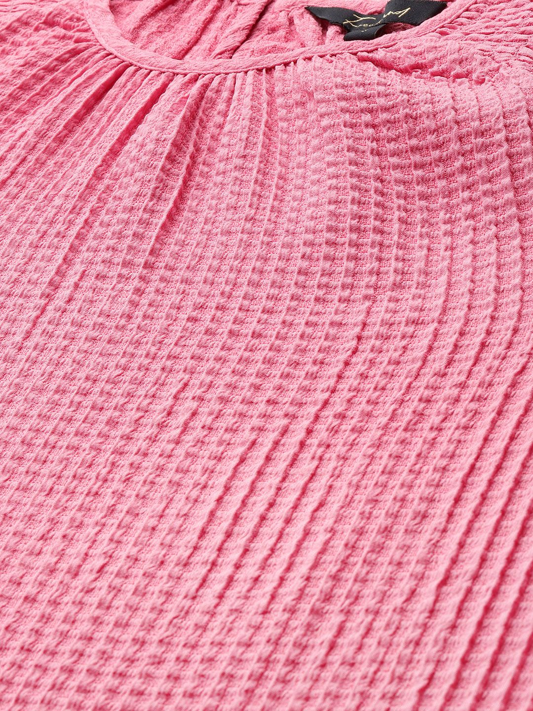 Freehand Women Relaxed Fit Textured Tiered Dress