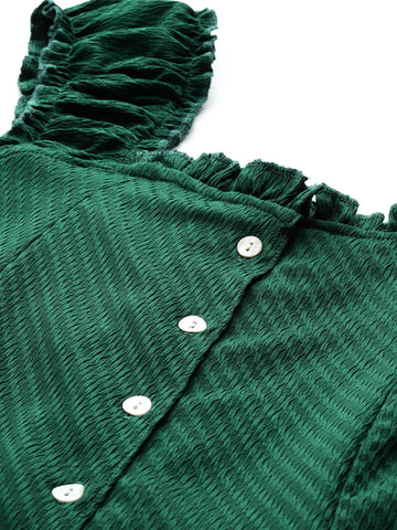 Freehand Women Flare Textured Button Down Dress