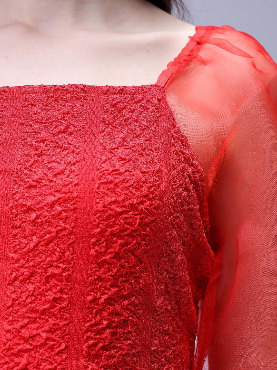 Women's Red Regular Fit Casual Top