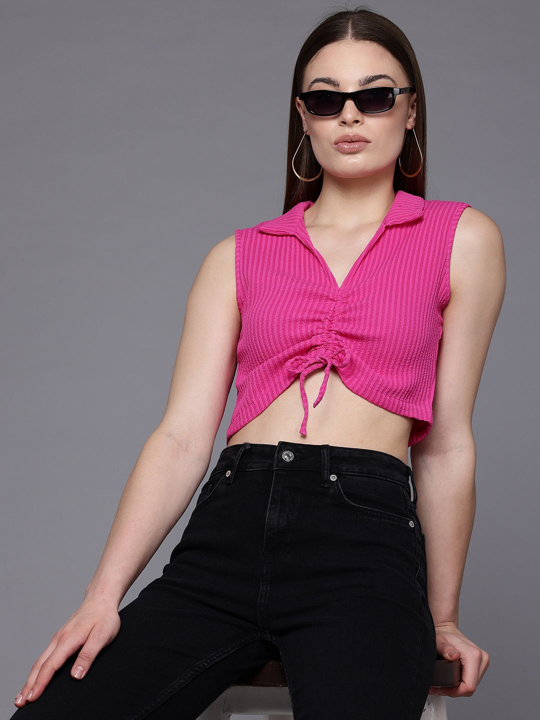 Women's Fitted Textured Crop Top
