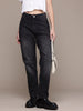 Women's Black Straight Fit Casual Jeans