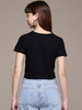 Freehand Women Slim Fit Solid Cropped T-Shirt