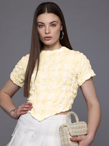 Women's Fitted Textured Asymmetric Top