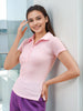 Women's Pink Fitted Solid Collared Shirt Style