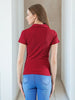 Women's Red Fitted Solid Collared Shirt Style