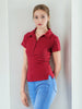 Women's Red Fitted Solid Collared Shirt Style