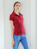 Women's Red Fitted Solid Collared Shirt Style