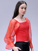 Women's Red Regular Fit Casual Top
