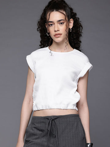 Women's Regular Fit  Textured Knotted Top