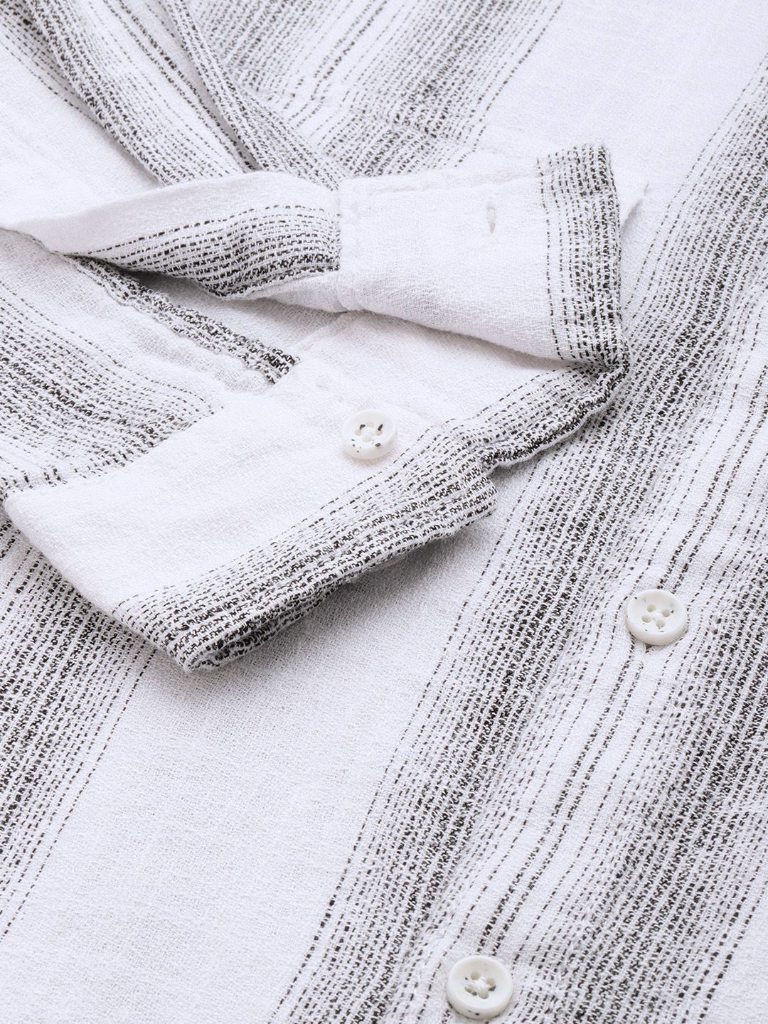Men's White Slim Fit Striped Casual Shirt