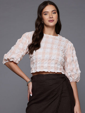 Freehand Peach Women's Fitted Textured Regular Top