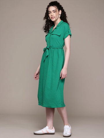 Freehand Women Relaxed Fit Textured Shirt Dress