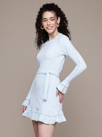 Freehand Women Regular Fit Textured Mini Dress