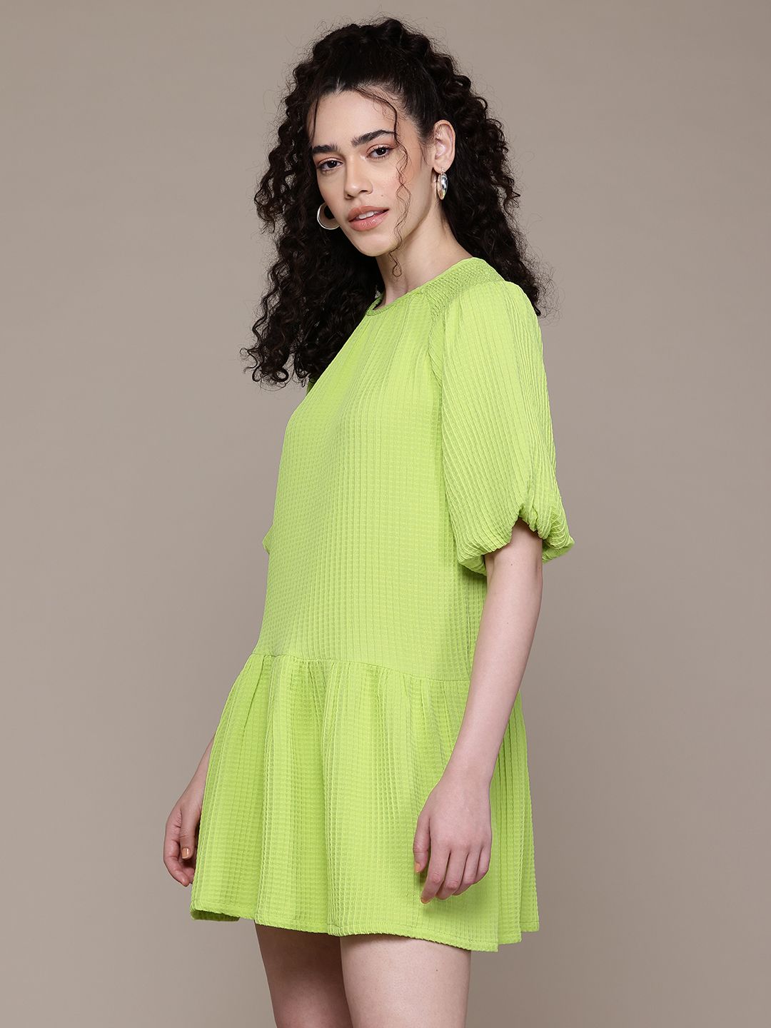 Freehand Women Relaxed Fit Textured Tiered Dress