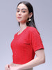 Women's Red Regular Fit Casual Top