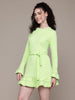 Freehand Green Regular Fit Textured Mini Dress