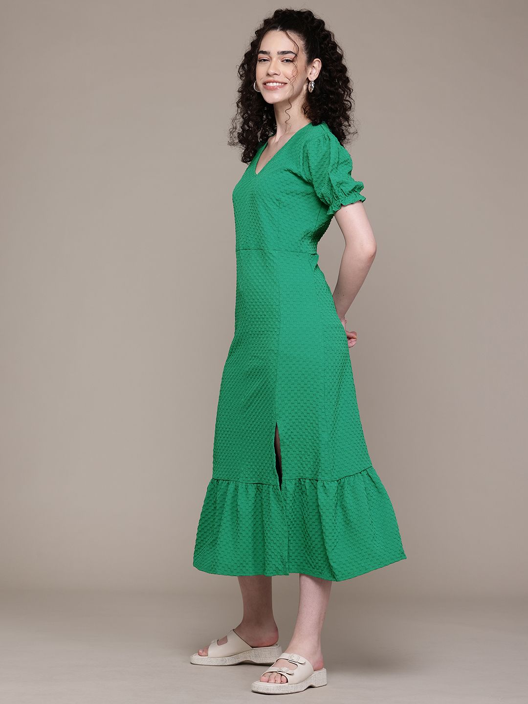 Freehand Women A Line Textured Maxi Dress