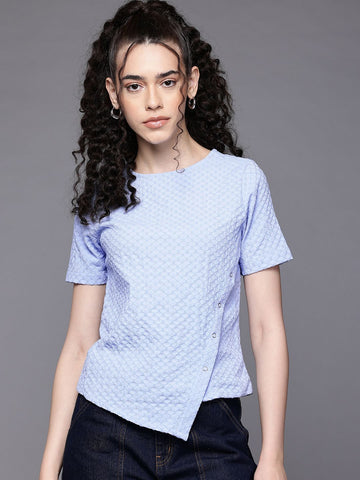Women's Regular Fit Textured Asymmetric Top